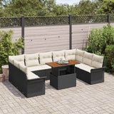vidaXL Tuinbank Set met opslag 10 pcs Zwart Poly rattan