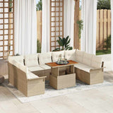 vidaXL Tuinbank Set met opslag 10 pcs Zwart Poly rattan