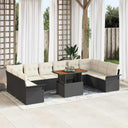 vidaXL Tuinbank Set met opslag 11 pcs Zwart Poly rattan