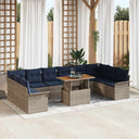 vidaXL Tuinbank Set met opslag 11 pcs Grijs Poly rattan