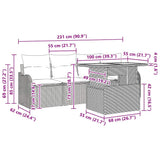 vidaXL Tuinbank Set met opslag 5 pcs Zwart poly rattan