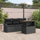 vidaXL Tuinbank Set met opslag 5 pcs Zwart poly rattan
