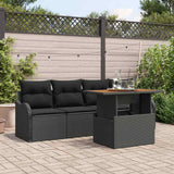 vidaXL Tuinbank Set met opslag 5 pcs Zwart poly rattan