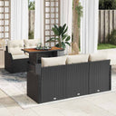 vidaXL Tuinbank Set met opslag 6 pcs Zwart Poly rattan