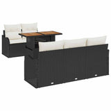 vidaXL Tuinbank Set met opslag 6 pcs Zwart Poly rattan