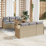 vidaXL Tuinbank Set met opslag 7 pcs Zwart Poly rattan