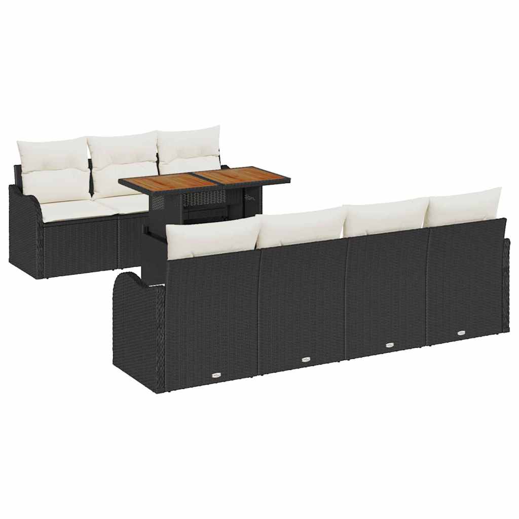 vidaXL Tuinbank Set met opslag 8 pcs Zwart Poly rattan