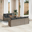 vidaXL Tuinbank Set met opslag 8 pcs Zwart Poly rattan