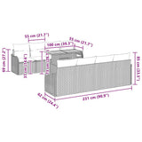 vidaXL Garden Bench Set with Storage 9 pcs Black Poly Rattan