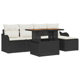 vidaXL Tuinbank Set met opslag 6 pcs Zwart Poly rattan