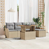 vidaXL Tuinbank Set met opslag 6 pcs Zwart Poly rattan