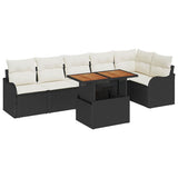 vidaXL Tuinbank Set met opslag 7 pcs Zwart Poly rattan