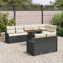 vidaXL Garden Sofa Set with Storage 9 pcs Black Poly Rattan