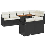 vidaXL Garden Sofa Set with Storage 9 pcs Black Poly Rattan