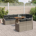 vidaXL Garden Sofa Set with Storage 9 pcs Black Poly Rattan