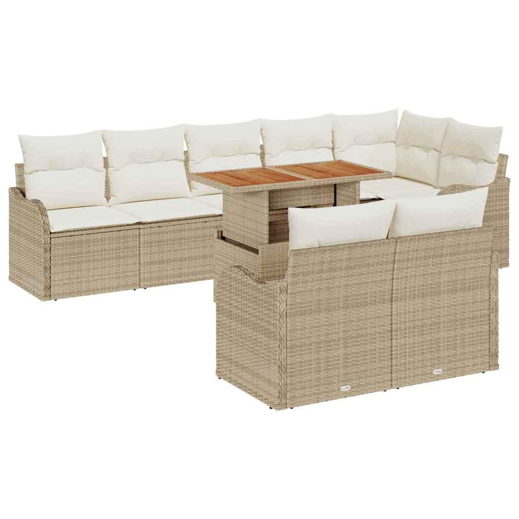 vidaXL Garden Sofa Set with Storage 9 pcs Black Poly Rattan