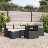 vidaXL Garden Bench Set with Storage 7 pcs Black Poly Rattan