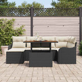 vidaXL Garden Bench Set with Storage 7 pcs Black Poly Rattan