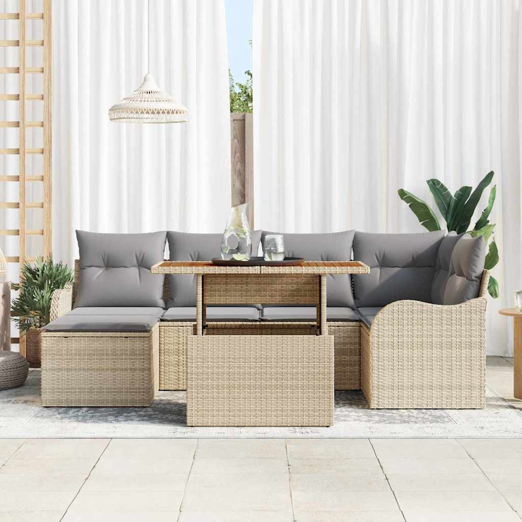 vidaXL Garden Bench Set with Storage 7 pcs Black Poly Rattan
