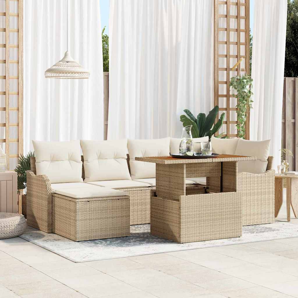 vidaXL Garden Bench Set with Storage 7 pcs Black Poly Rattan