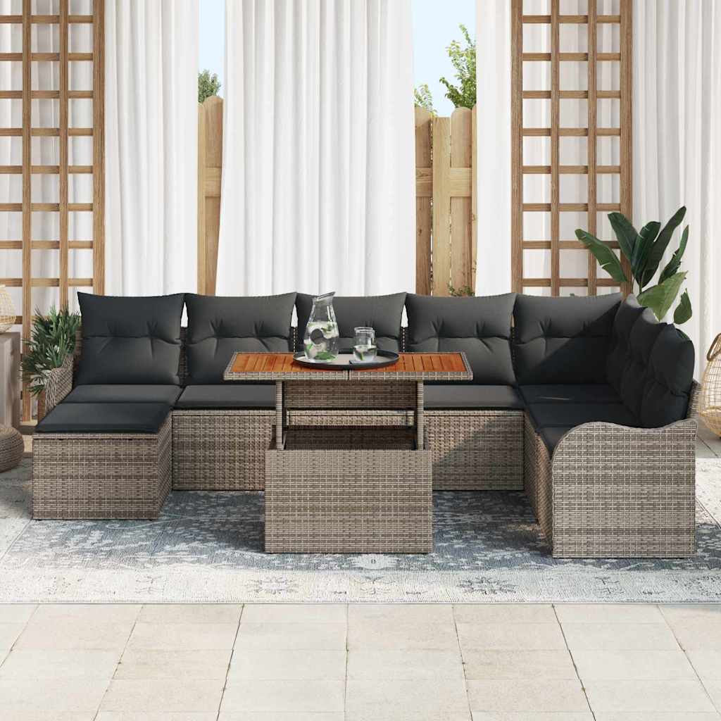 vidaXL Tuinbank Set met opslag 9 pcs Zwart Poly rattan