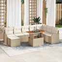 vidaXL Tuinbank Set met opslag 9 pcs Zwart Poly rattan