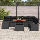 vidaXL Tuinbank Set met opslag 9 pcs Zwart Poly rattan