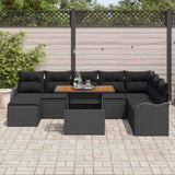 vidaXL Tuinbank Set met opslag 9 pcs Zwart Poly rattan