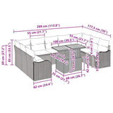 vidaXL Tuinbank Set met opslag 10 pcs Zwart Poly rattan