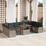 vidaXL Tuinbank Set met opslag 11 pcs Zwart Poly rattan