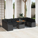 vidaXL Tuinbank Set met opslag 11 pcs Zwart Poly rattan