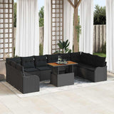 vidaXL Tuinbank Set met opslag 11 pcs Zwart Poly rattan