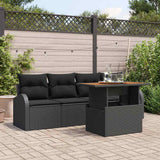 vidaXL Tuinbank Set met opslag 5 pcs Zwart Poly rattan