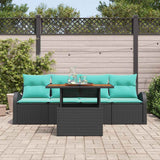 vidaXL Tuinbank Set met opslag 5 pcs Zwart Poly rattan