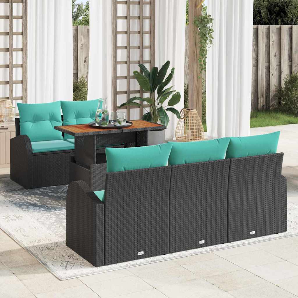 vidaXL Garden Bench Set with Storage 6 pcs Black Poly Rattan
