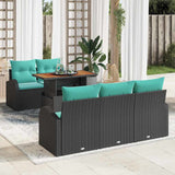 vidaXL Garden Bench Set with Storage 6 pcs Black Poly Rattan