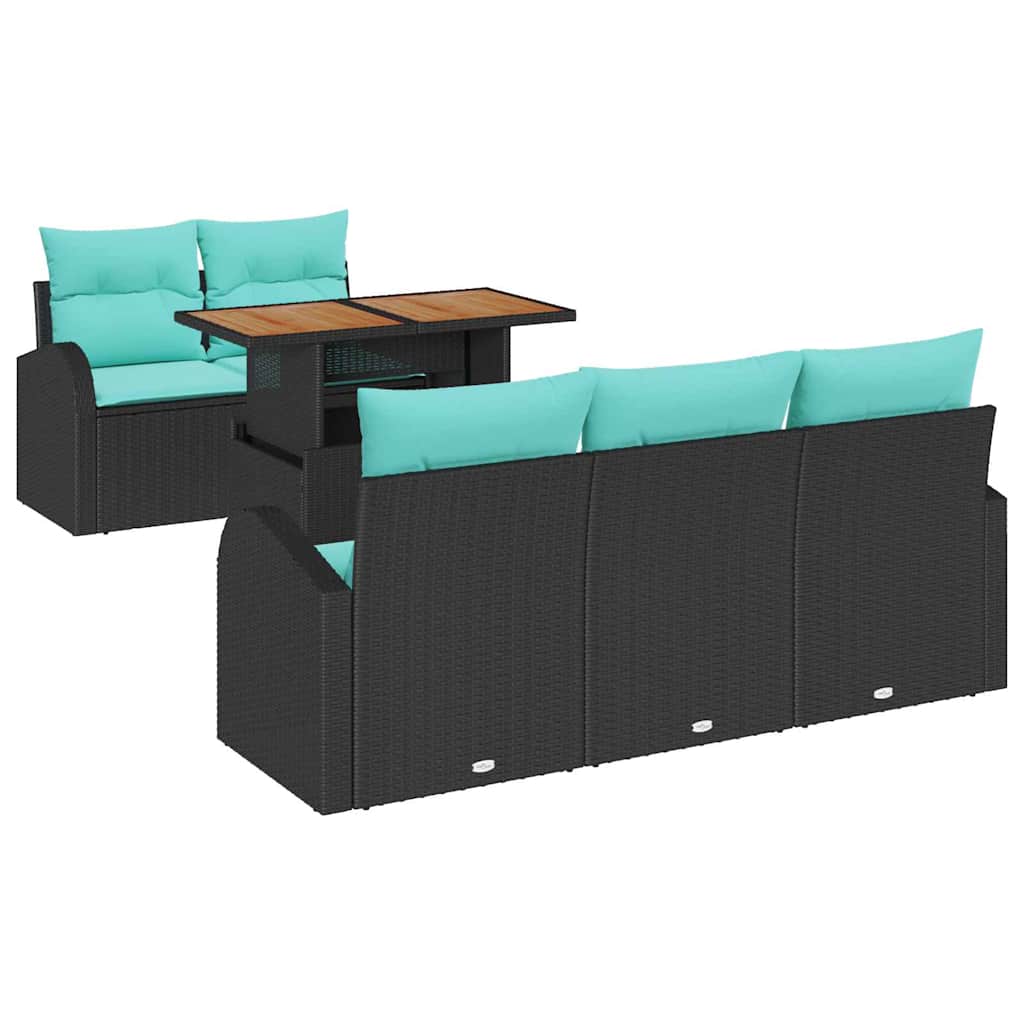 vidaXL Garden Bench Set with Storage 6 pcs Black Poly Rattan