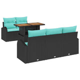 vidaXL Garden Bench Set with Storage 6 pcs Black Poly Rattan