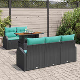 vidaXL Garden Bench Set with Storage 6 pcs Black Poly Rattan