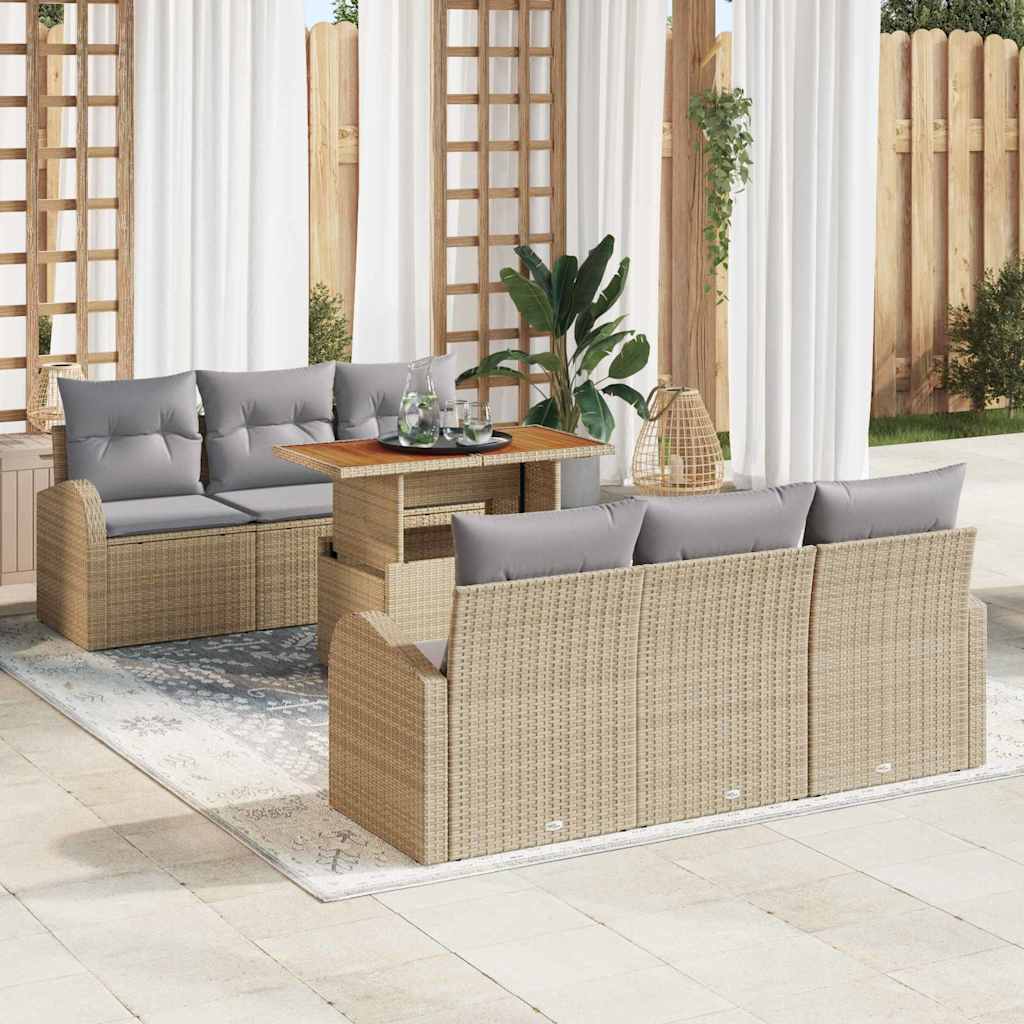 vidaXL Garden Lounge Set with Storage 7 pcs Black Poly Rattan