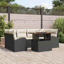vidaXL Garden Lounge Set with Storage 7 pcs Black Poly Rattan