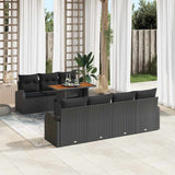 vidaXL Tuinbank Set met opslag 8 pcs Zwart Poly rattan