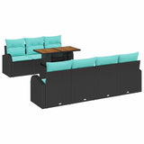 vidaXL Garden Storage Bench Set 8 pcs Black Poly Rattan