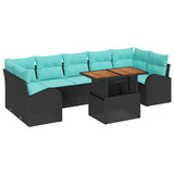 vidaXL Garden Lounge Set with Storage 8 pcs Black Poly Rattan