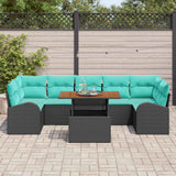 vidaXL Garden Lounge Set with Storage 8 pcs Black Poly Rattan