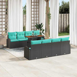vidaXL Tuinbank Set met opslag 9 pcs Zwart Poly rattan