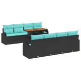 vidaXL Tuinbank Set met opslag 9 pcs Zwart Poly rattan