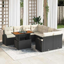 vidaXL Tuinbank Set met opslag 9 pcs Zwart Poly rattan