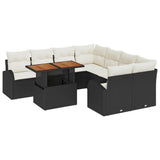 vidaXL Tuinbank Set met opslag 9 pcs Zwart Poly rattan