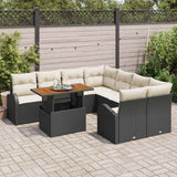 vidaXL Tuinbank Set met opslag 9 pcs Zwart Poly rattan